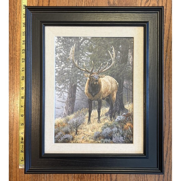 Elk Print Art Foggy Mountain by Bruce Miller Framed Numbered Signed 17.5"x 14.5" - Picture 11 of 11